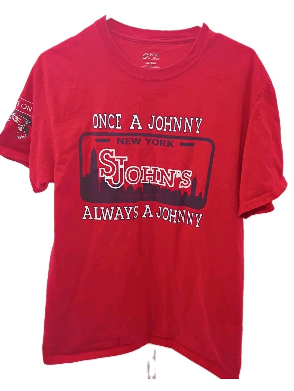 St Johns T Shirt Adult Medium Red Graphic Print NCAA Basketball Sports Tee